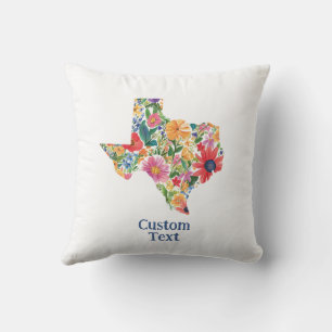 Met bloemen gevuld texas kussen met tekst