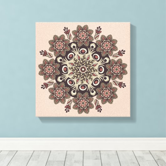 met bloemmandala omwikkeld canvas (Insitu (Houten vloer))