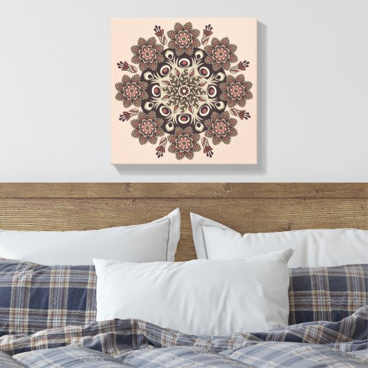 met bloemmandala omwikkeld canvas (Insitu (Slaapkamer))