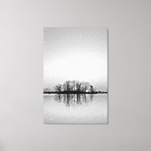met bomen begroeid eiland canvas afdruk