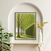 Met bomen omzoomd pad | Botanische landschapskunst Poster