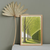 Met bomen omzoomd pad | Botanische landschapskunst Poster