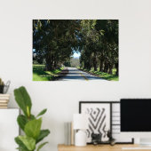 met bomen omzoomde landweg poster (Thuiskantoor)