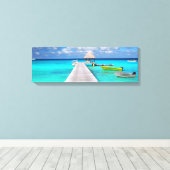 Met boten in een tropische lagune canvas afdruk (Insitu (Houten vloer))