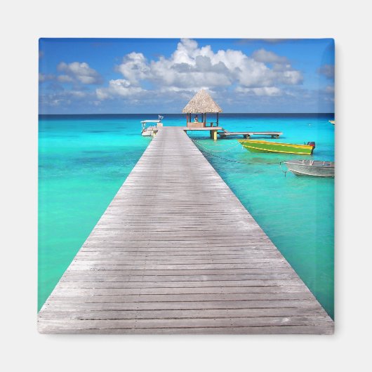 Met boten in een tropische lagune magneet (Voorkant)