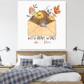 Met brave vleugels vliegt ze canvas afdruk (Insitu (Slaapkamer))