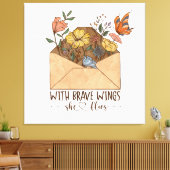 Met brave vleugels vliegt ze canvas afdruk (Insitu (Woonkamer))