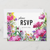 😍 Met bruiloft menu Meadow Blooms RSVP-kaart Kaart (Voorkant)