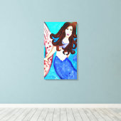 met brunette mermaid omwikkeld canvas afdruk (Insitu (Houten vloer))
