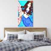 met brunette mermaid omwikkeld canvas afdruk (Insitu (Slaapkamer))