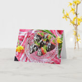 Met chocolade bedekte aardbeien Happy Birthday Kaa Kaart (Gele Bloem)