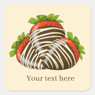 Met chocolade bedekte aardbeien Tekst toevoegen Vierkante Sticker