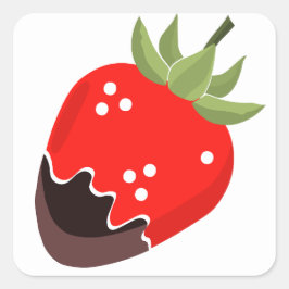 Met chocolade bedekte aardbeien vierkante sticker