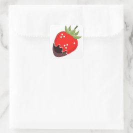 Met chocolade bedekte aardbeien vierkante sticker