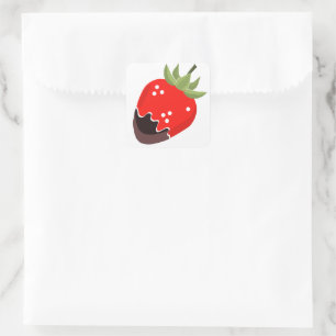 Met chocolade bedekte aardbeien vierkante sticker