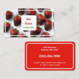 met chocolade bedekte aardbeien visitekaartje