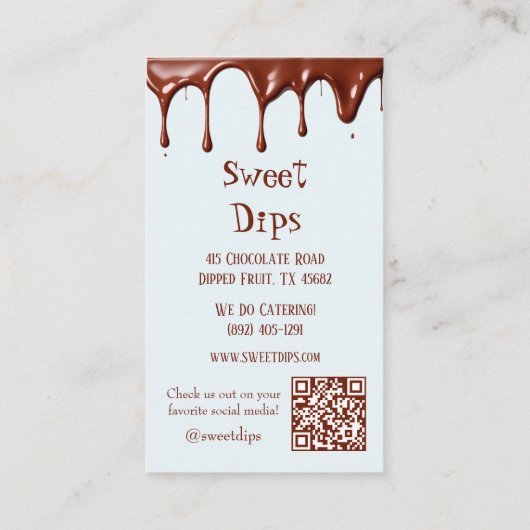 Met chocolade bedekte aardbeiendruipen visitekaartje (Achterkant)