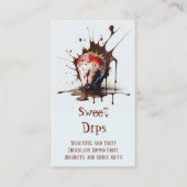 Met chocolade bedekte aardbeiendruipen visitekaartje (Voorkant)