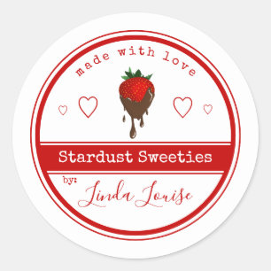 met chocolade bedekte aardbeienmerken ronde sticker