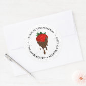 met chocolade bedekte aardbeirijke klassieke ronde ronde sticker (Envelop)