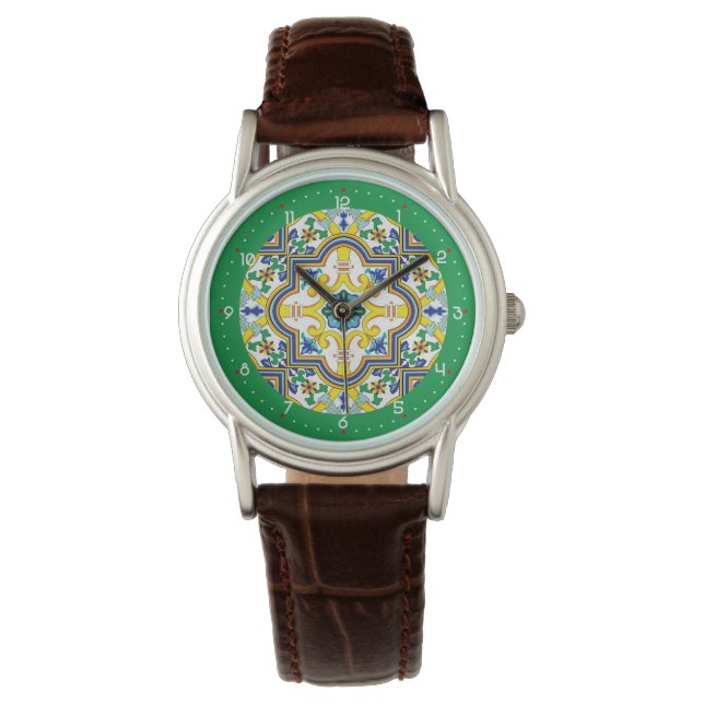 Met cijfers mooie Azulejo Radiance Horloge (Voorkant)