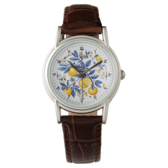 Met cijfers mooie citrus splash horloge (Voorkant)