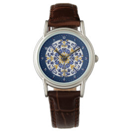 Met cijfers💙💟 Prachtig blauw Azulejos Horloge