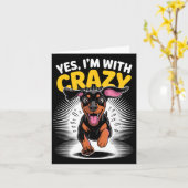 Met Crazy Guard Schattige Hond Grappige Dobermann Kaart (Gele Bloem)
