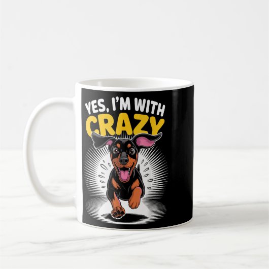 Met Crazy Guard Schattige Hond Grappige Dobermann Koffiemok (Links)