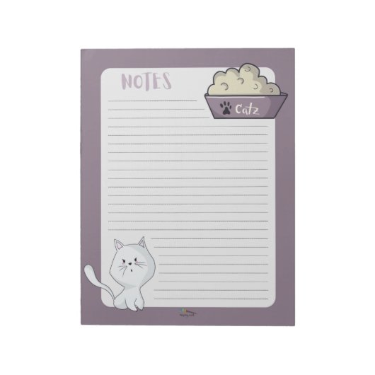 Met Cute White Cat bekleed notities Notitieblok (Linkerzijde)