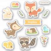 Met Cute Woodland behandelde dieren zetten Kindere Sticker (Voorkant)