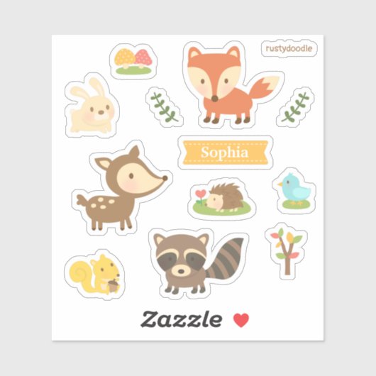 Met Cute Woodland behandelde dieren zetten Kindere Sticker (Vel)