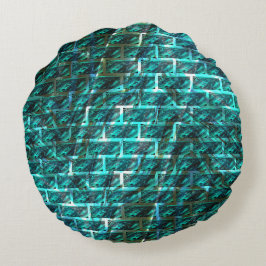 met cyaan bekleurde, gemalen of abstracte bakstene rond kussen