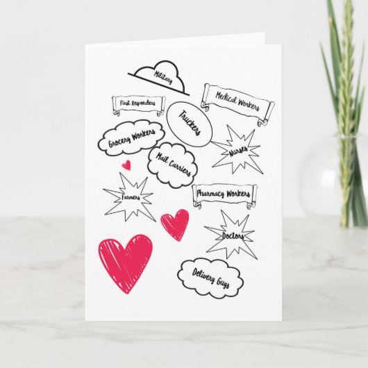 Met dank aan de essentiële werknemers kaart (Voorkant)