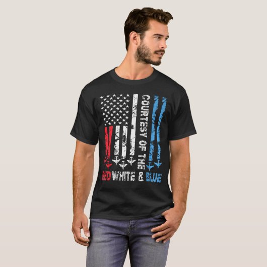 Met dank aan de rood-witte en blauwe Amerikaanse v T-shirt (Voorkant volledig)