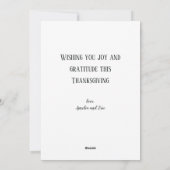 Met dank aan de Thanksgiving van de gezegende Brya Feestdagenkaart (Achterkant)