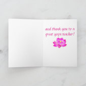 Met dank aan een yoga leraar met Lotus Flower Bedankkaart (Binnen)