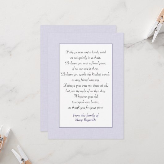 Met dank aan Lavender Border Kaart (Voorkant / Achterkant in situ)