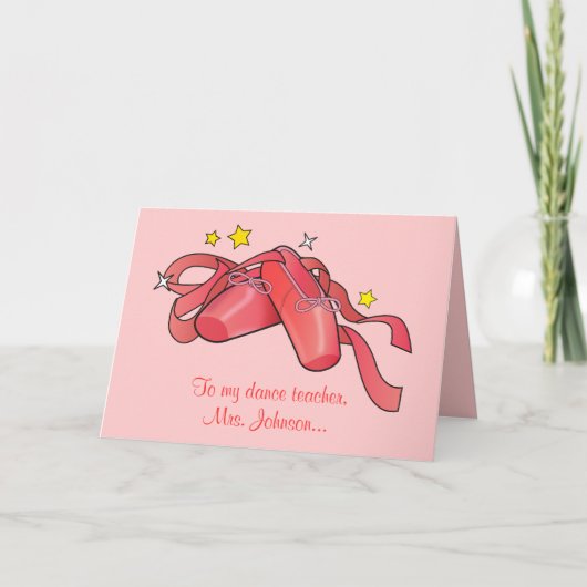 Met dank aan mijn dansleraar: rode balletschoenen bedankkaart (Voorkant)
