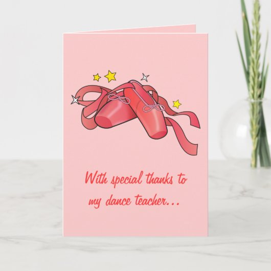 Met dank aan mijn dansleraar: rode balletschoenen bedankkaart (Voorkant)