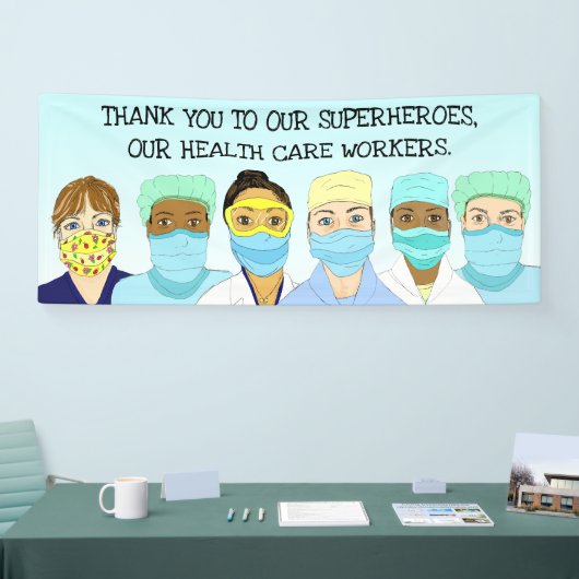 Met dank aan onze superhelden van de gezondheidszo spandoek (Beurs)