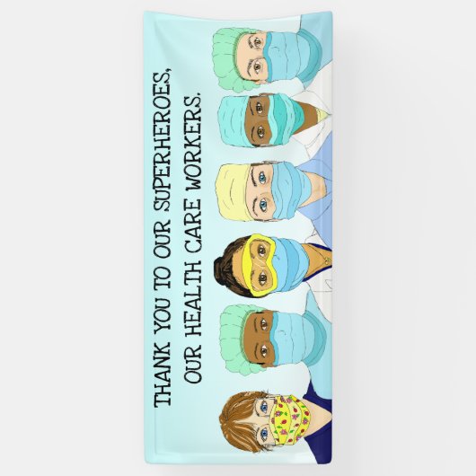 Met dank aan onze superhelden van de gezondheidszo spandoek (Verticaal)