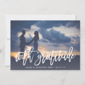 Met dankbaarheid | Foto Dank u w / Terug Bericht Bedankkaart (Voorkant)