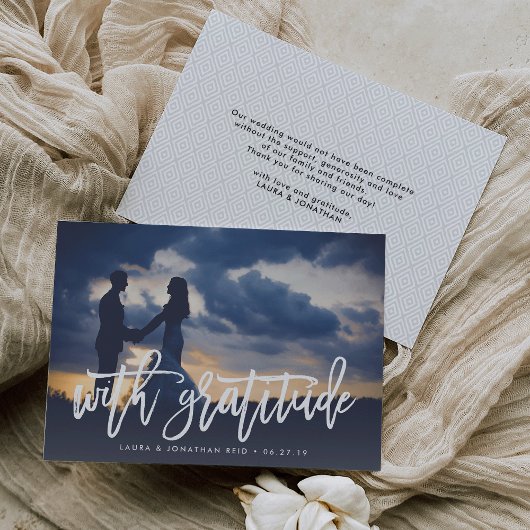 Met dankbaarheid | Foto Dank u w / Terug Bericht Bedankkaart