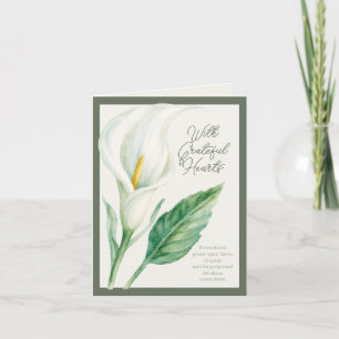 Met dankbare harten Calla Lily Herdenkingskaart Be Notitiekaartje