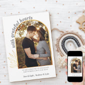 Met dankbare harten Gouden Boog Foto Grijs Goud Aankondiging