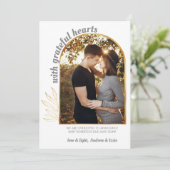 Met dankbare harten Gouden Boog Foto Grijs Goud Aankondiging (Staand voorkant)