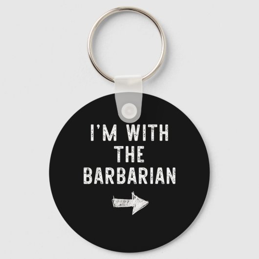 Met De Barbaar Grappige Halloween Koppelkostuum Sleutelhanger (Voorkant)