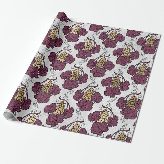 Met de benaming Burgundy Plum en Gold Wine Cadeaupapier (Uitgerold)