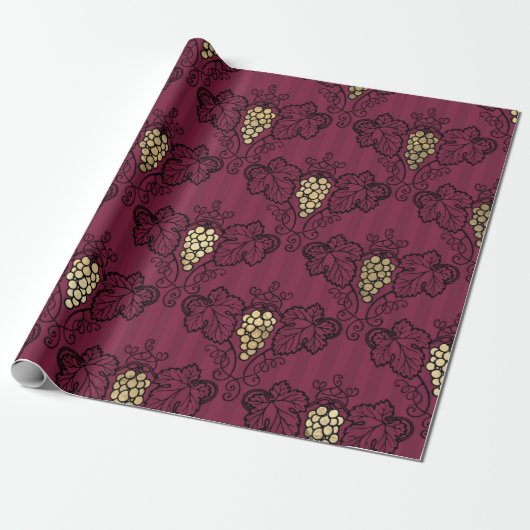 Met de benaming Burgundy Plum en Gold Wine Cadeaupapier (Uitgerold)
